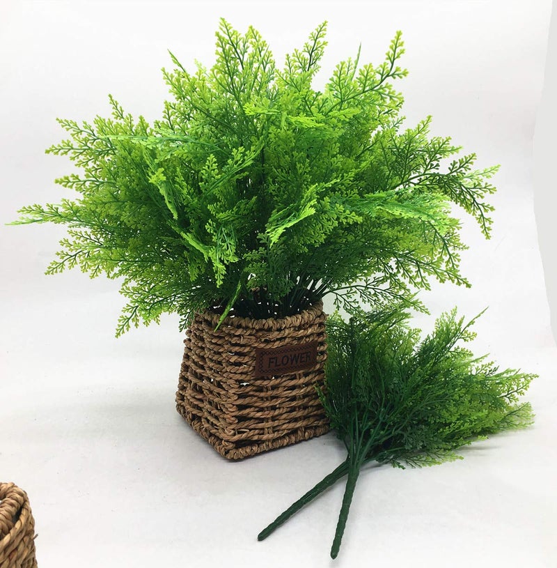 LOVENIMEN Artificial Shrubs, Persian Fern Leaves Plastic Plants Greenery Grass Simulation Fake Bushes Outdoor Indoor Home Garden Verandah Parterre Table Centerpieces Arrangements Decoration 4 pcs - Image 2